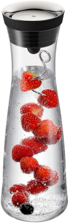 WMF Basic Waterkaraf - Drupvrij - Incl. Fruitfilter - Zwart / Zilver - 1.5 liter