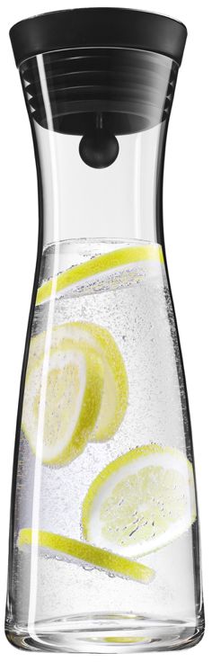 WMF Basic Waterkaraf - Drupvrij - Incl. Fruitfilter - Zwart / Zilver - 1.5 liter