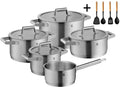 WMF Pannenset Comfort Line 5-Delig Inclusief GRATIS Cookinglife Kookgerei set - Kookpan ø 16, 20, 20 en 24 cm en Steelpan ø 16 cm