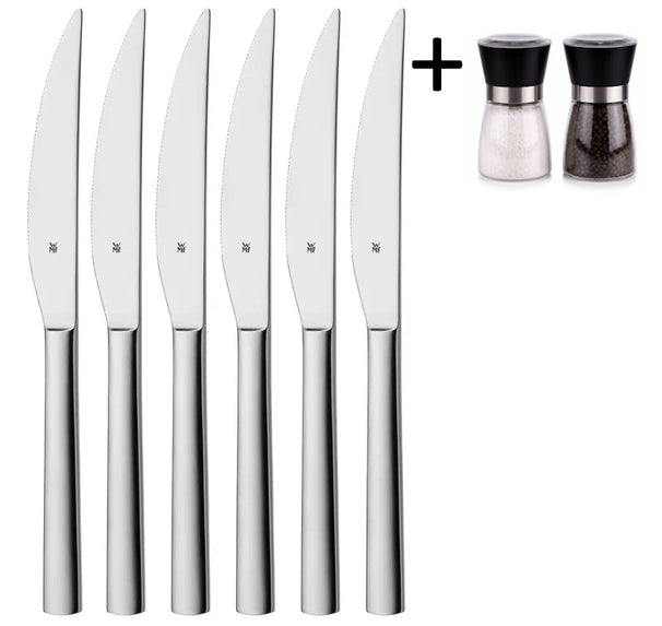 WMF Steakmessen Nuova - 6 stuks - Inclusief GRATIS Cookinglife Peper- en Zoutmolenset