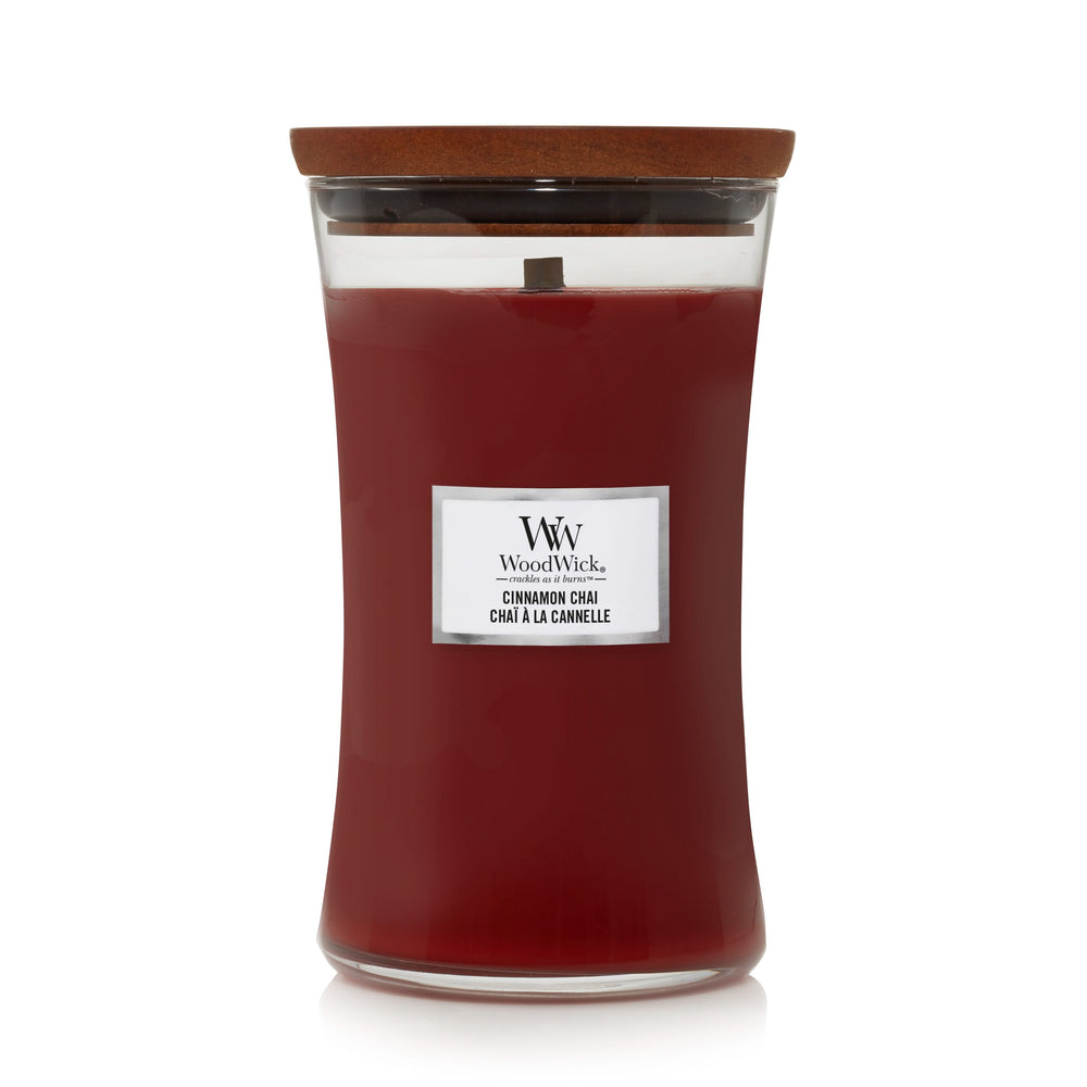 Bougie parfumée WoodWick Grande Cannelle Chai - 18 cm / ø 10 cm