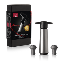 Vacu Vin Wijnpomp met 2 wijnstoppers - Wine Saver RVS - Zilver