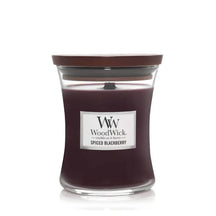 WoodWick Geurkaars Medium Spiced Blackberry - 11 cm / ø 10 cm - Geurkaars in Glas - Houten Lont