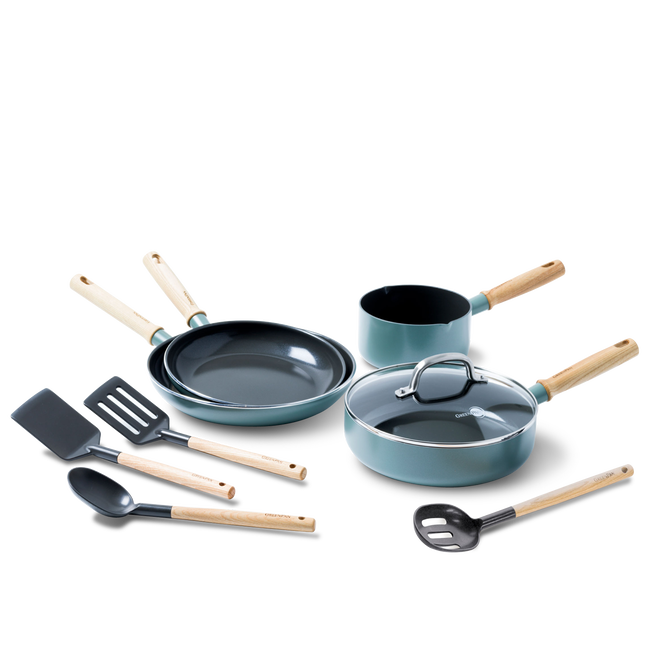 Greenpan Pannenset met Keukenhulpjes Mayflower - 4 delige set