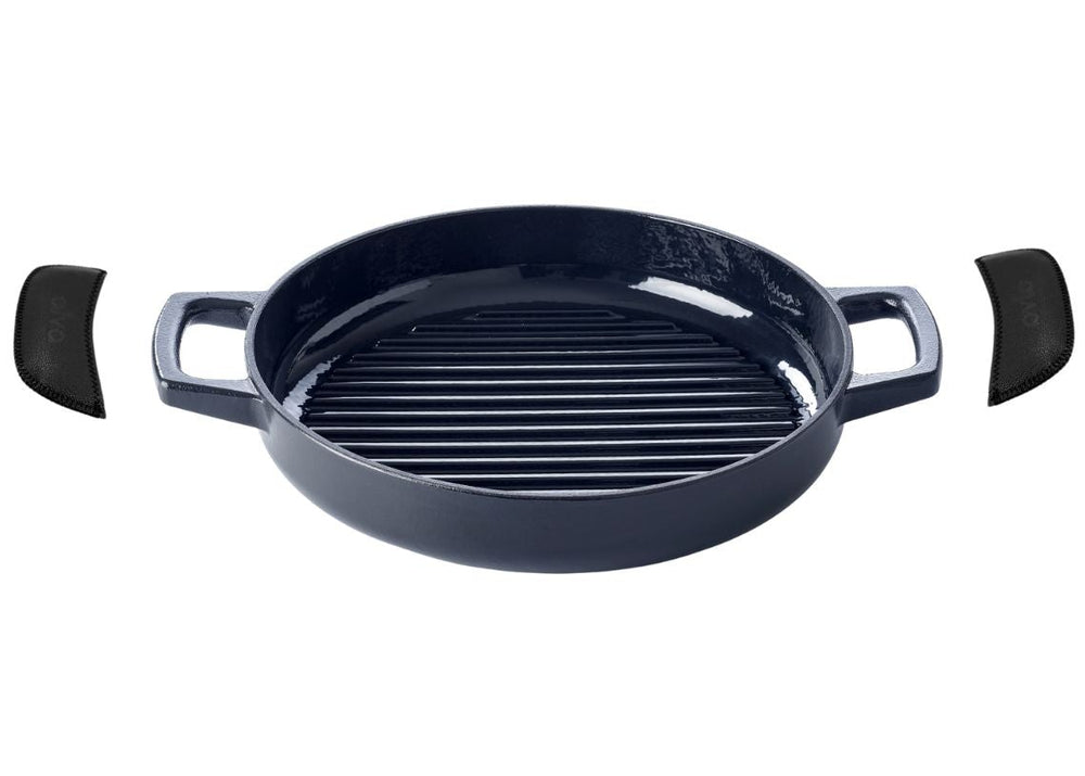 Alva Braadpan - Dutch Oven Ovaal Nori 31 x 21 cm + Gratis Leren Handvaten- geëmailleerde anti-aanbaklaag