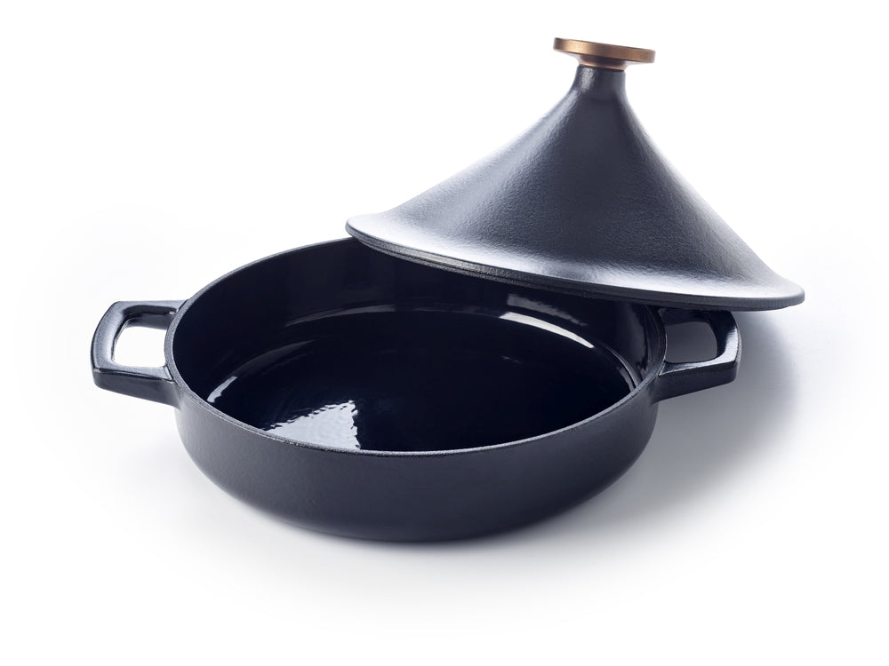 Alva Tajine Nori Gietijzer ø 28 cm 3 liter + Gratis Leren Handvaten - geëmailleerde anti-aanbaklaag