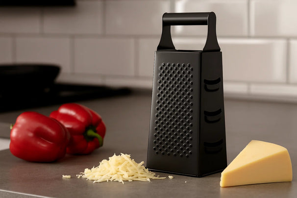 Cookinglife Keukengerei Set Zwart - 6-delig - Torenrasp, Knoflookpers, Blikopener, Pizzasnijder, Kaasschaaf & IJschep