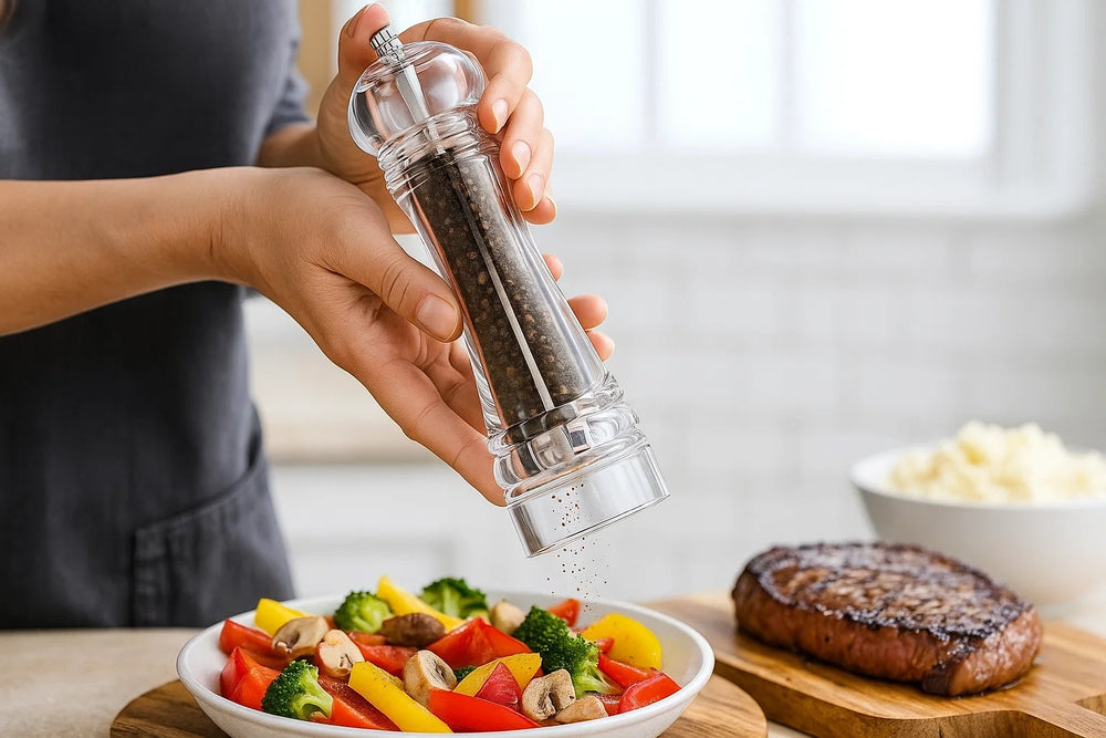 Cookinglife Pepermolen Rocca Transparant - RVS Molen - 21.5 cm