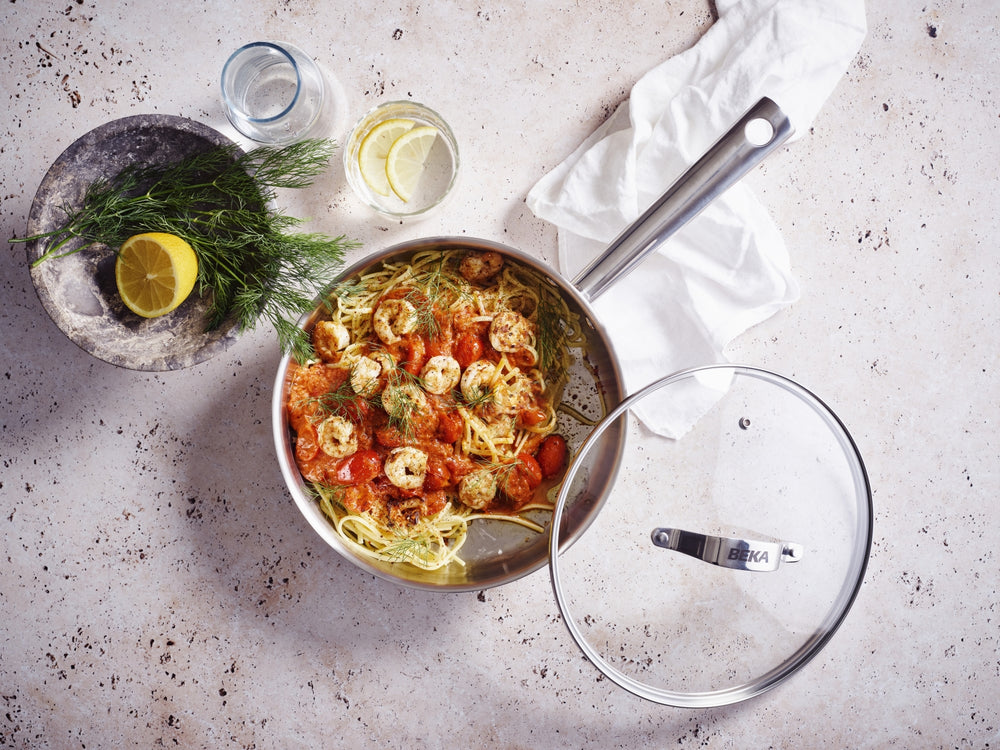Beka Hapjespan met glazen deksel - Sauteerpan - Cicla - RVS - ø 24 cm - zonder anti-aanbaklaag - geschikt voor alle warmtebronnen