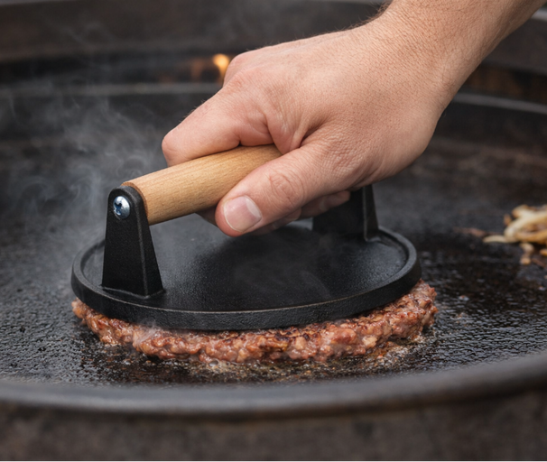 Blackwell Gietijzeren Hamburgerpers / Smash Burger Pers / Grillpers / Vleespers - Cast Iron - ø 18 cm