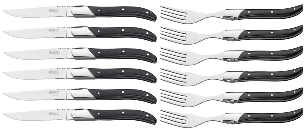 Blackwell Steakbestek Laguiole - Steakmessen & Steakvorken - Pakkahout - 12 Stuks