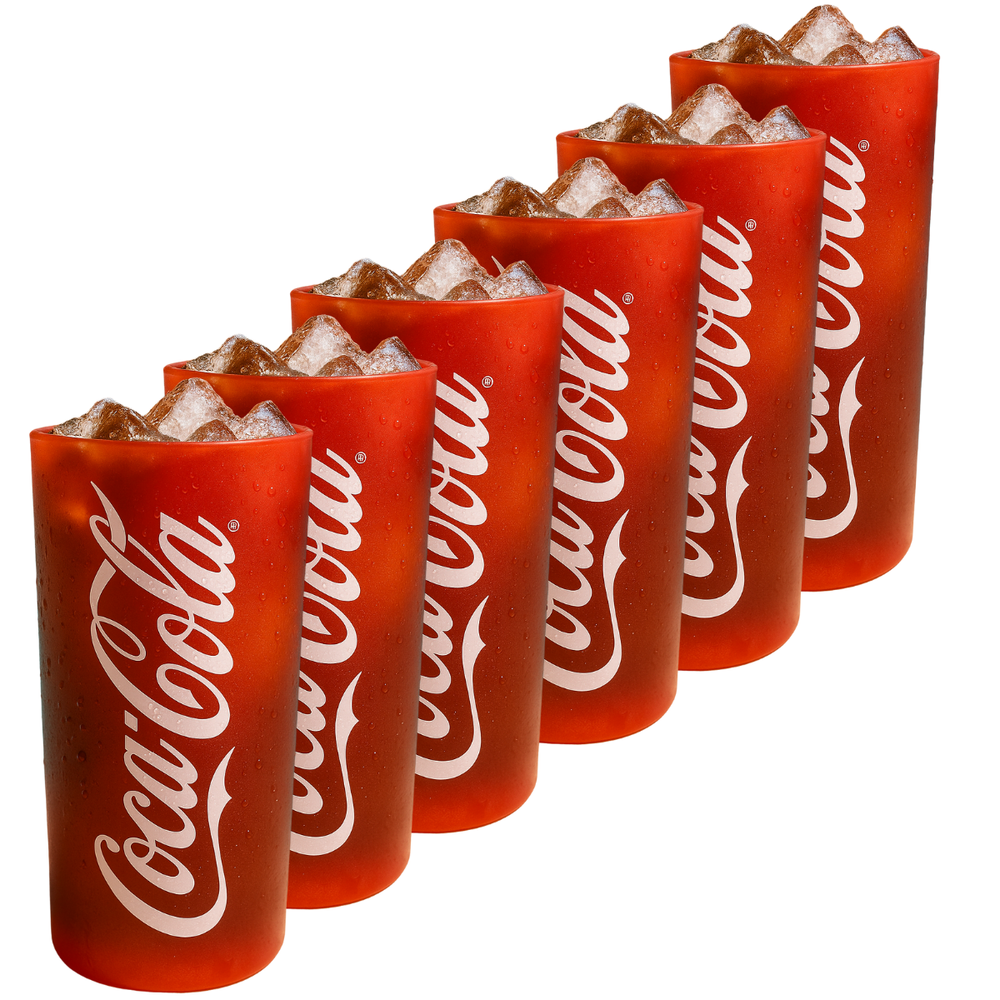 Coca Cola Glazen - Longdrinkglazen - Frisdrankglazen - Frozen - Rood 270 ml - 6 Stuks