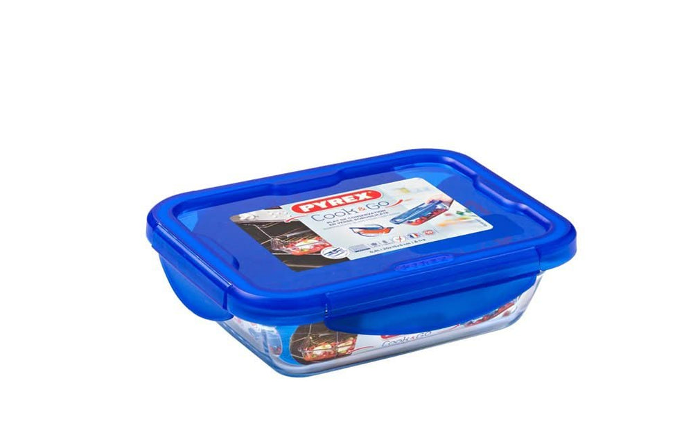 Récipients alimentaires Pyrex - avec couvercle - Cook &amp; Go - bas - 800 ml - 3 pièces