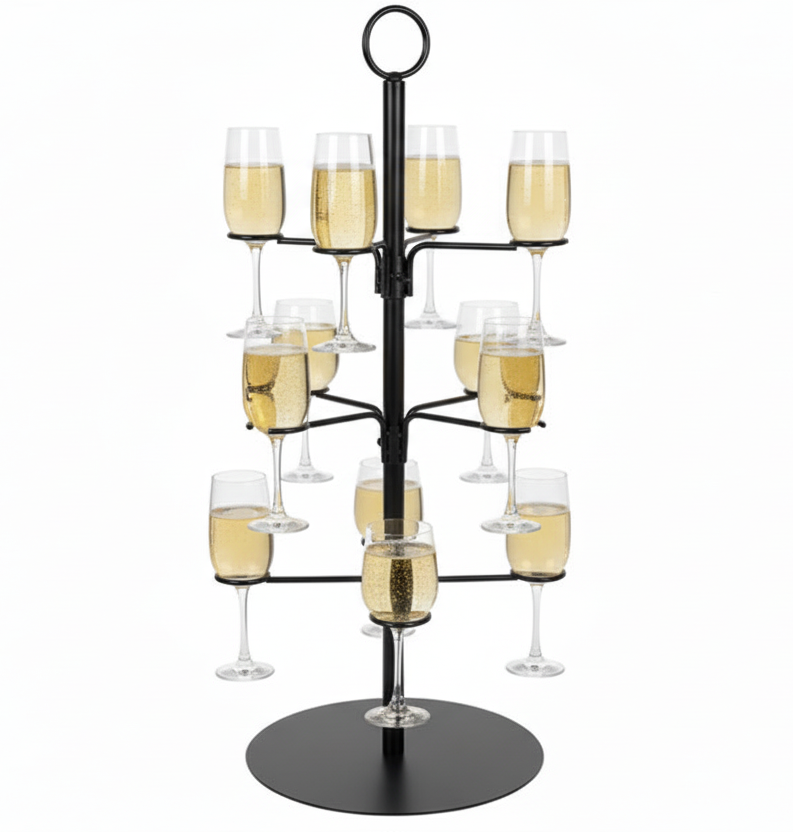 Cookinglife Cocktail boom voor 12 Glazen – Cocktail Tree & Etagère – Glasstandaard Serveertoren – Zwart