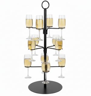 Cookinglife Cocktail boom voor 12 Glazen – Cocktail Tree & Etagère – Glasstandaard Serveertoren – Zwart