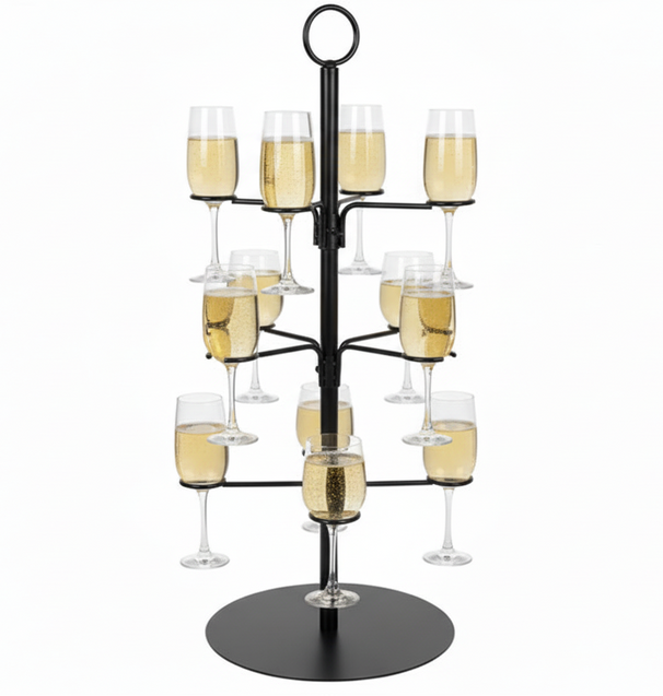 Cookinglife Cocktail boom voor 12 Glazen – Cocktail Tree & Etagère – Glasstandaard Serveertoren – Zwart