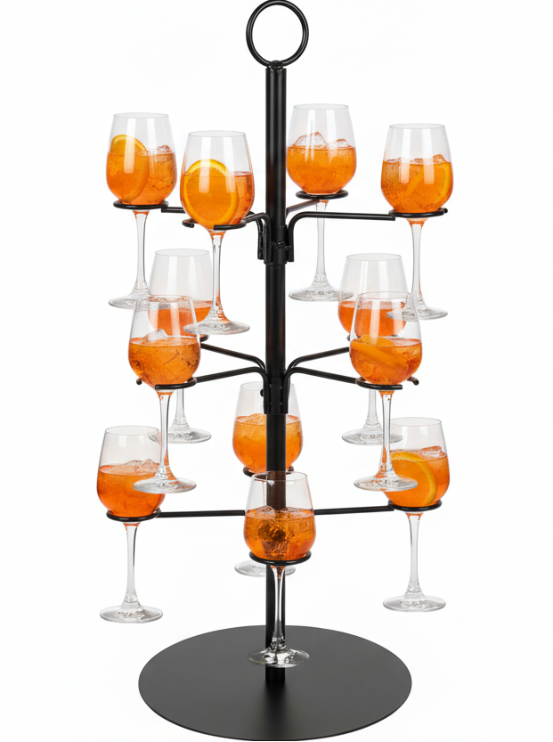 Cookinglife Cocktail boom voor 12 Glazen – Cocktail Tree & Etagère – Glasstandaard Serveertoren – Zwart