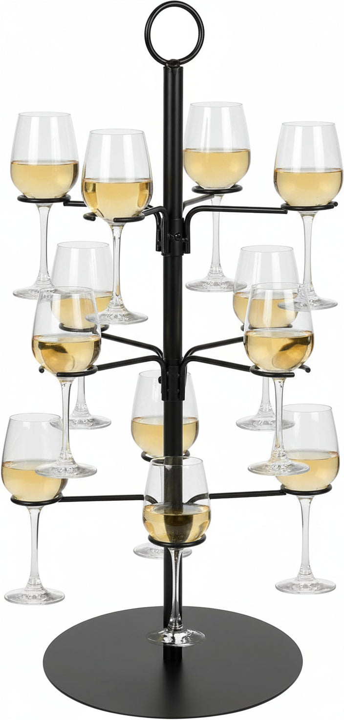 Cookinglife Etagere voor Cocktails - Cocktailboom - Cocktailtree - Geschikt voor 12 glazen - Zwart