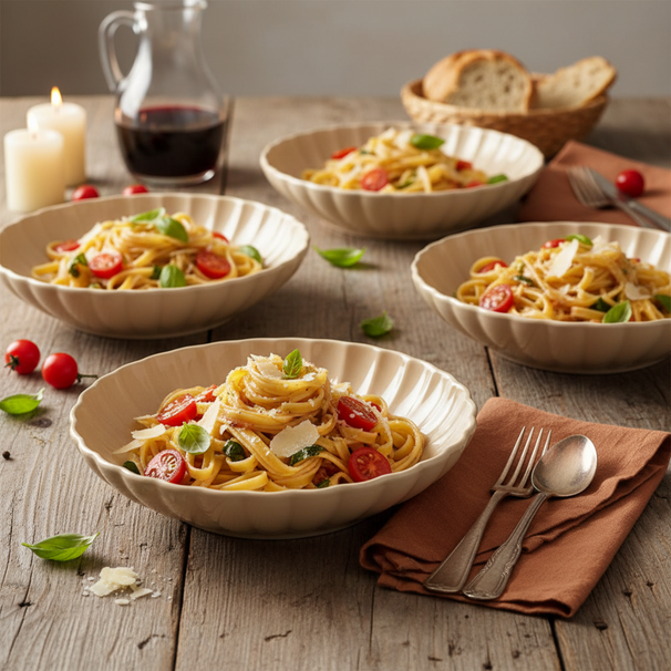 Cookinglife Diepe Borden / Pastaborden Cardida Beige ø 20 cm - 6 stuks