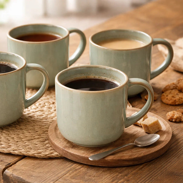 Cookinglife Koffiemokken Serene Green 330 ml - Aardewerk - 4 stuks