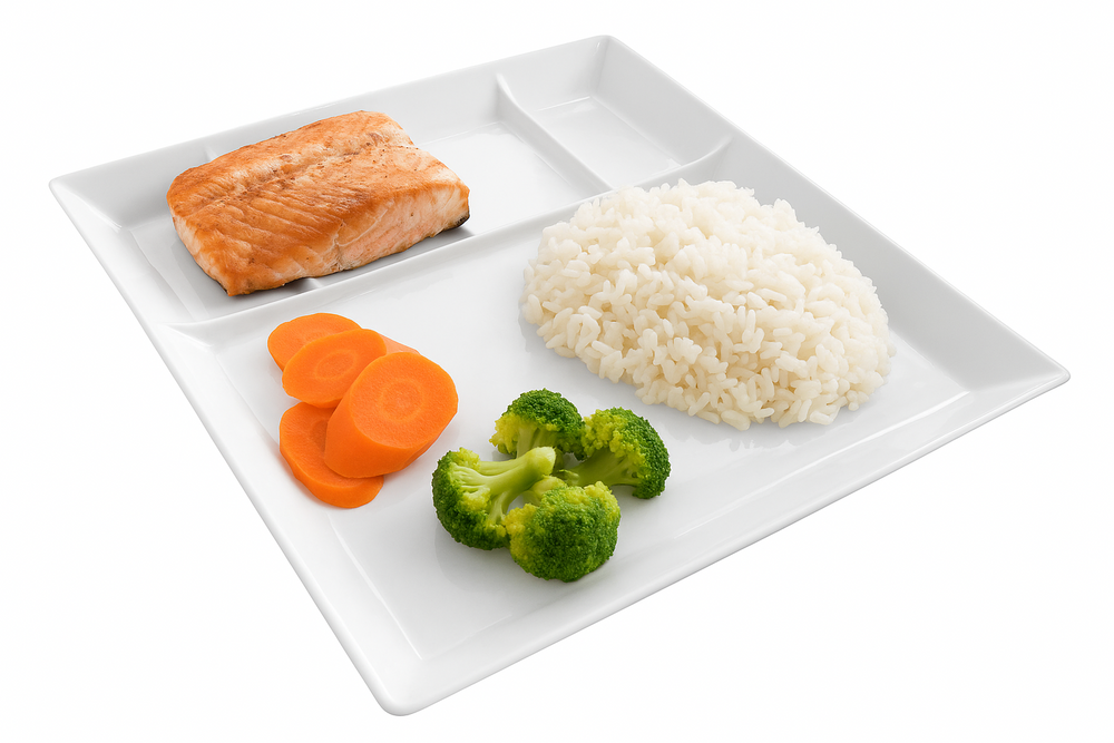 Cookinglife Fondueborden / Gourmetborden / Barbecueborden - 5 vakken - Wit - 24 x 24 cm - 4 Stuks