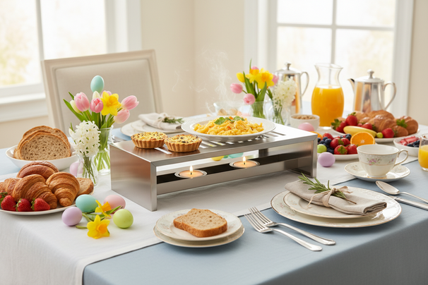 Cosy & Trendy Warmhoudplaat - Bordenwarmer met 2 theelichthouders - RVS - 26.4 x 14.9 x 7 cm