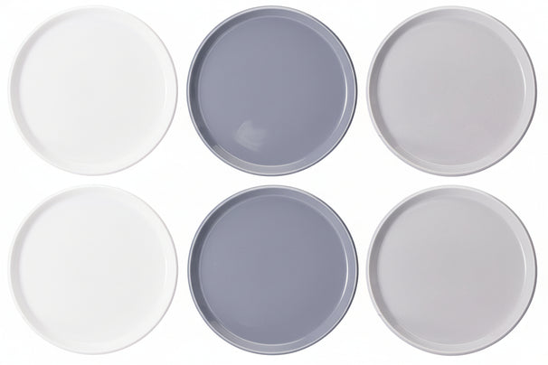 Cookinglife Dinerborden Siaki - Wit / Blauw / Grijs ø 26.5 cm - Porselein - 6 stuks