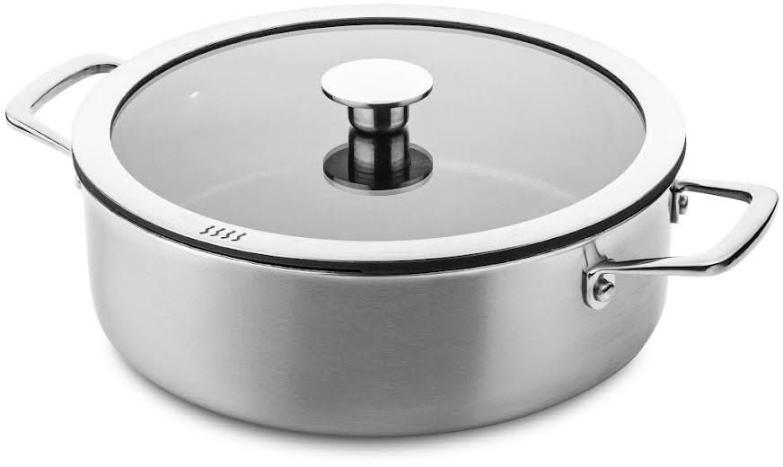 DUCQ Pannenset (Kookpan ø 16 / 18 / 20 / 24 cm + Steelpan ø 16 cm + Braadpan ø 26 cm) + Deksels - Downdraft - RVS - 6 delige set