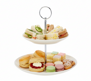 Cookinglife Etagère Porselein 2-laags ø 17 & 21 cm - Serveertoren voor Hapjes en Desserts