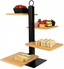 Cookinglife Etagere 4 Laags / Serveertoren + Schaaltje - Zwart Metaal