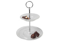 Cosy & Trendy Etagere / Tour de Service Rétro - Verre - ø 18 cm - 2 Niveaux