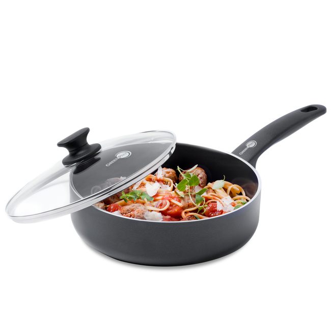 GreenPan Hapjespan met deksel - Cambridge - Infinity Black - ø 24 cm / 3.1 liter - keramische anti-aanbaklaag