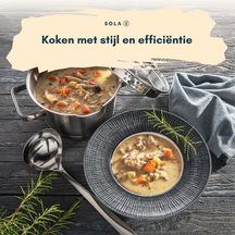 Sola Pannenset Juvia - RVS - Kookpan ø 16, 18, 20, 24 cm & Steelpan ø 16 cm - Inductie & Downdraft geschikt - 5 Delig