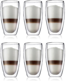 Bodum Dubbelwandige latte macchiato glazen Pavina - gepatenteerd ventiel - 450 ml - 6 stuks