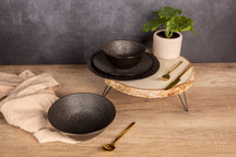 Cosy & Trendy Serviesset Candy Black - 18-delig / 6 personen - 6 dinerborden, 6 ontbijtborden en 6 kommen