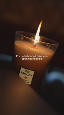 WoodWick Geurkaars Ellipse Trilogy Café Sweets - 9 cm / 19 cm  - Geurkaars in Glas - Houten Lont