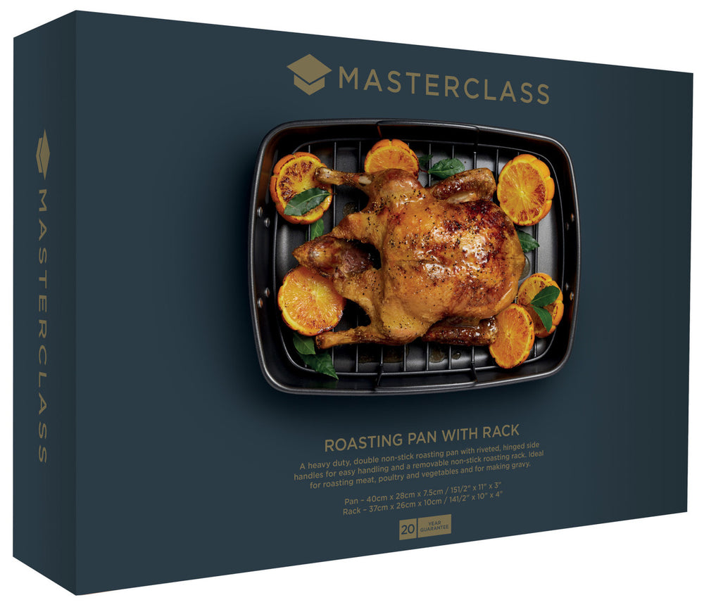 MasterClass Braadslede met rooster - 40 x 28 cm - standaard anti-aanbaklaag