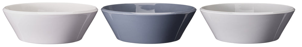 Cookinglife Serviesset Siaki - Wit / Blauw / Grijs - Porselein 18-delig / 6 personen - 6 dinerborden, 6 ontbijtborden en 6 kommen