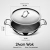 Poêle Wok hybride Stahl Cookware - 24 cm - Couvercle inclus