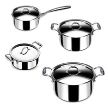 Stahl Cookware Pannenset Triply - 4 Delig - Kookpan 18, 20 en 24 cm - Steelpan 16 cm