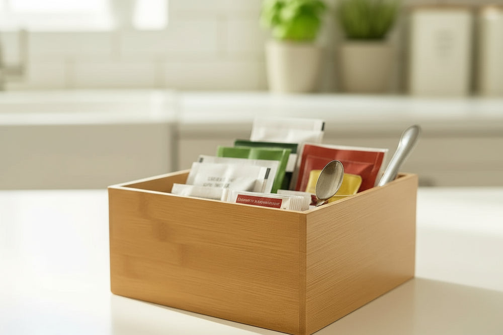 Cookinglife Bestekbak Theelepels - Opbergbox - Multi Organizer - Bamboe 15 x 15 x 7 cm