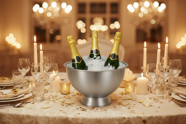 Cookinglife Champagneschaal - Champagne Emmer - Oliebollenschaal - Brushed RVS ø 30 cm