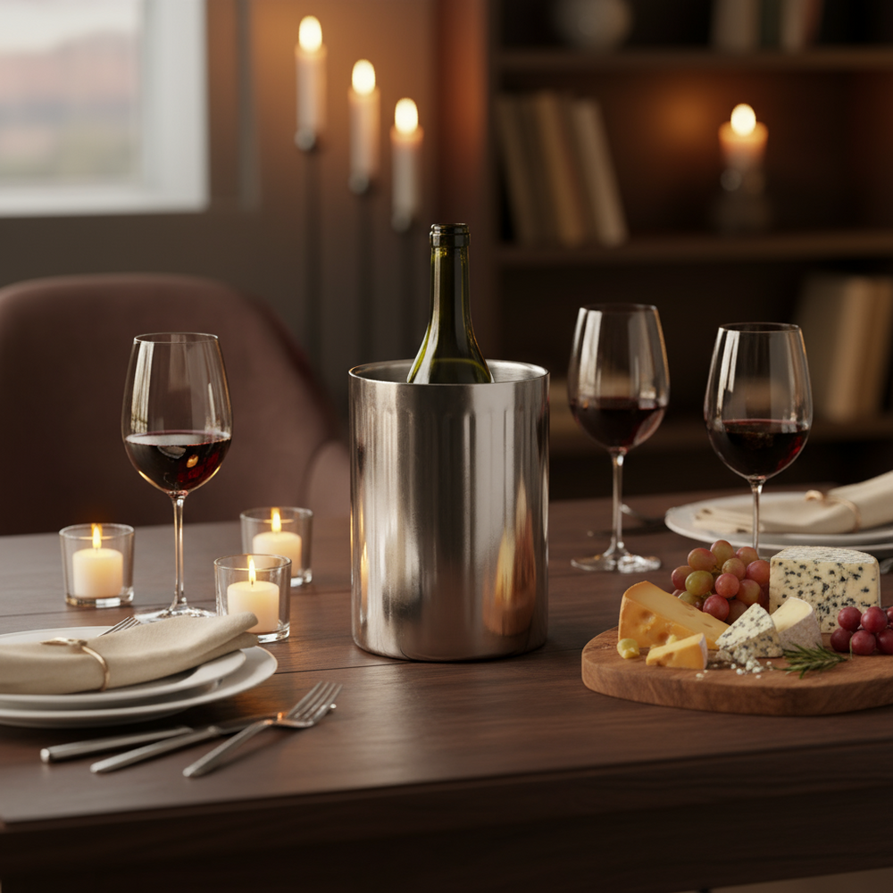 Cookinglife Wijnkoeler Chroom RVS ø 12 x 18 cm