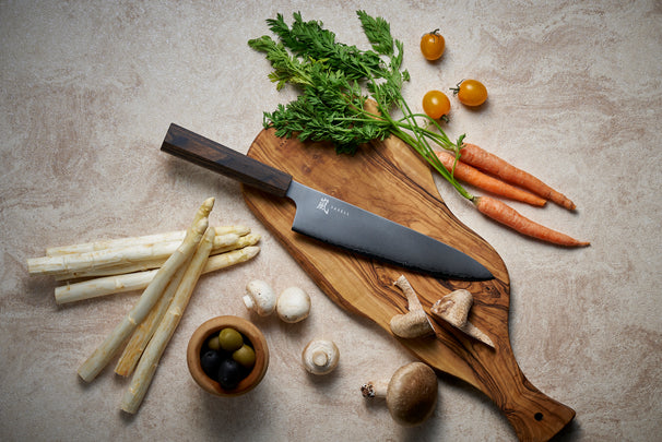 Yaxell Koksmes Hana 20 cm - 3 laags RVS - donkerbruin Pakkahouten heft