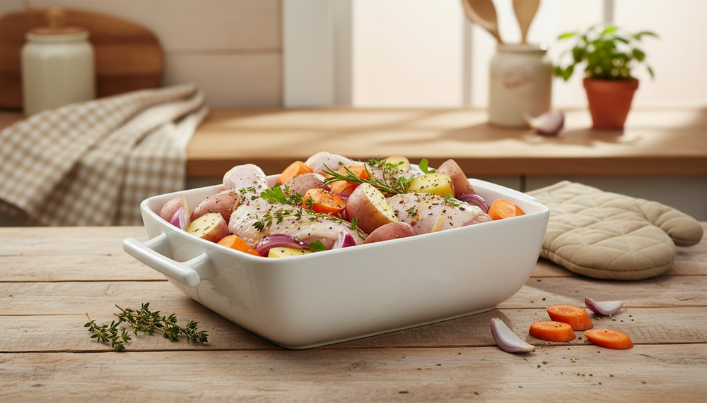 BonBistro Ovenschalen Yong Squito - 33 x 24 x 6 cm / 3.5 Liter - Wit - 2 stuks